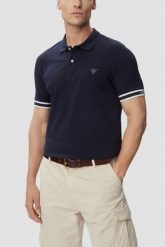 GUESS Granatowy męski t-shirt polo Lyle, Rozmiar XXL. Niebieskie koszulki polo męskie Guess, m, z aplikacjami, bez ramiączek. Za 379.99 zł.