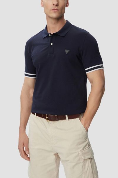 GUESS Granatowy męski t-shirt polo Lyle, Rozmiar XXL. Niebieskie koszulki polo męskie Guess, m, z aplikacjami, bez ramiączek. Za 379.99 zł.