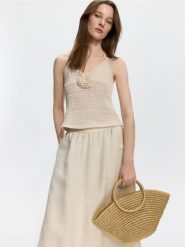 Pleciona torebka handmade - beżowy. Brązowe torebki klasyczne damskie Reserved, bez wzorów, bez dodatków. Za 159.99 zł.