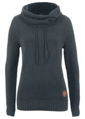 Gruby sweter z mieszanki bawełny. Czarne golfy damskie bonprix, bez wzorów, z bawełny, bez ramiączek. Za 124.99 zł.