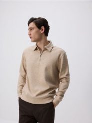 Bluza z kołnierzem - brązowy. Brązowe bluzy bez kaptura męskie Reserved, l, z dzianiny. W wyprzedaży za 89.99 zł.