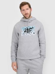 4F Bluza dresowa nierozpinana z kapturem męska - szara XL. Szare bluzy z kapturem męskie 4f, m, z dresówki. Za 189.99 zł.