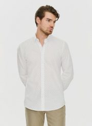 PAKO LORENTE – Elegancka koszula męska w delikatny wzorek P24SF-1X-021-B-S - Pako Lorente. Koszule męskie Pako Lorente, m, bez wzorów, z elastanu, bez kołnierzyka, bez ramiączek. Za 89.99 zł.