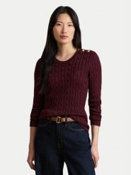 LAUREN RALPH LAUREN Sweter 200P14039503 Bordowy Regular Fit. Czerwone swetry klasyczne damskie Lauren Ralph Lauren, s, z bawełny, bez kołnierzyka. Za 859.99 zł.