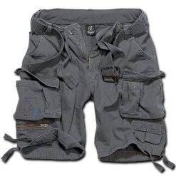 Szorty bushcraft męskie Brandit M65 Savage z Paskiem Vintage Grafitowe. Szare szorty męskie Brandit, bez kołnierzyka. Za 275.50 zł.