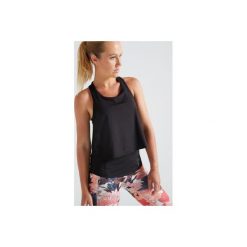 Top 3 w 1 fitness kardio damski 520 czarny. Czarne bluzki sportowe damskie DOMYOS, bez wzorów, z elastanu, bez ramiączek. Za 49.99 zł.