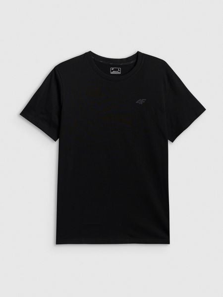 4F T-shirt regular gładki męski - czarny M. Czarne t-shirty męskie 4f, m, bez wzorów, z jeansu, bez kołnierzyka. Za 49.99 zł.