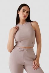 GUESS Różowy damski tank top prążkowany Edie, Rozmiar M. Czerwone topy damskie Guess, m, z aplikacjami, z jeansu, bez kołnierzyka. Za 189.99 zł.