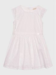 Guess Sukienka codzienna K3GK10 WFBC0 Biały Regular Fit. Białe sukienki dziewczęce Guess, z aplikacjami, z bawełny, bez ramiączek. Za 249.99 zł.