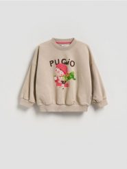 Bawełniana bluza Pucio - beżowy. Brązowe bluzy i bluzki niemowlęce Reserved, bez wzorów, z bawełny, bez ramiączek, bez kaptura. Za 49.99 zł.