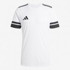 Koszulka treningowa piłkarska ADIDAS Squadra 25. Białe bluzki damskie Adidas, m, prążkowane, bez ramiączek, do piłki nożnej. W wyprzedaży za 69.99 zł.