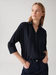 OPUS Bluzka w kolorze granatowym rozmiar: 36. Niebieskie bluzki damskie Opus, bez wzorów, z wiskozy, bez kołnierzyka, bez ramiączek. Za 115.95 zł.