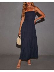 Milan Kiss Sukienka w kolorze granatowym rozmiar: XL. Niebieskie sukienki damskie Milan Kiss, xl, bez wzorów, bez kołnierzyka, bez ramiączek, maxi. Za 173.99 zł.