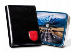 Portfel skórzany Peterson [D] PTN 22309-VT-T czarny. Czarne portfele męskie Peterson, bez wzorów, ze skóry. Za 110.99 zł.