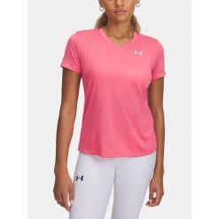 Koszulka Damska Sportowa Under Armour Tech Ssv. Czerwone bluzki sportowe damskie Under Armour, bez kołnierzyka, bez ramiączek. W wyprzedaży za 81.75 zł.