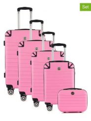 Geographical Norway 5-częściowy zestaw "Shock" w kolorze jasnoróżowym rozmiar: onesize. Różowe walizki Geographical Norway, bez wzorów, z materiału. Za 543.99 zł.