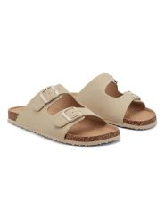 Inselhauptstadt Klapki w kolorze beżowym rozmiar: 40. Brązowe klapki damskie Inselhauptstadt, bez wzorów, bez obcasa. Za 92.95 zł.