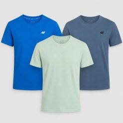 KOMPLET KOSZULEK MĘSKICH 4F ZESTAW T-SHIRT 3PAK. T-shirty męskie 4f, m, bez wzorów, z bawełny, bez kołnierzyka. Za 181.98 zł.