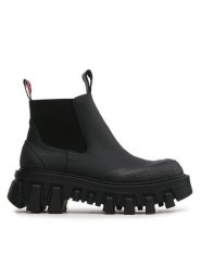 Tommy Jeans Sztyblety Tjw Rubber Rain Boot EN0EN02234 Czarny. Czarne botki damskie Tommy Jeans, z jeansu, bez obcasa, na płaskiej podeszwie, bez zapięcia. Za 479.99 zł.