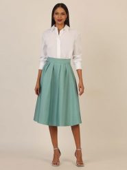 APART Spódnica w kolorze turkusowym rozmiar: 42. Niebieskie spódniczki damskie Apart, bez wzorów, z podwyższonym stanem, midi, rozkloszowane. Za 204.48 zł.