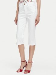 Guess Spodnie capri W6YB40 W5139 Biały Slim Fit. Białe spodnie materiałowe damskie Guess, z aplikacjami, z bawełny. Za 394.99 zł.