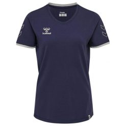 Koszulka bawełniana hummel CIMA T-SHIRT damska. Niebieskie bluzki damskie HUMMEL, xl, bez wzorów, z bawełny, bez kołnierzyka. Za 95.99 zł.