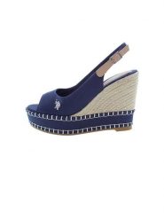 U.S. Polo Assn. Sandały w kolorze granatowo-beżowym na koturnie rozmiar: 39. Brązowe sandały damskie U.S. Polo Assn., bez wzorów, bez obcasa, na koturnie. Za 217.99 zł.