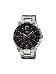 Casio Zegarek MTP-1374PD-1AVEF Srebrny. Szare, analogowe zegarki męskie Casio, srebrne. Za 359.99 zł.