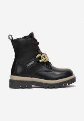 Czarno-Zielone Botki Workery z Łańcuchem Helippe. Czarne botki dziewczęce Born2be, z aplikacjami, bez ramiączek. Za 149.99 zł.