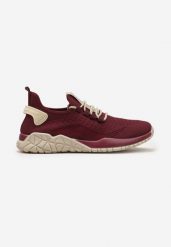 Bordowe Siateczkowe Buty Sportowe Typu Slip On z Ozdobnym Sznurowaniem Incarda. Czerwone buty sportowe na co dzień męskie Born2be, na lato, bez zapięcia, na fitness i siłownię. Za 59.99 zł.