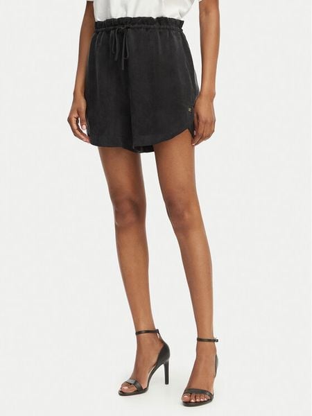 HUGO Szorty materiałowe Hermione-1 50559554 Czarny Loose Fit. Czarne spodnie materiałowe damskie Hugo, bez wzorów, z materiału. Za 629.99 zł.