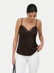 ONLY Top Faraya 15380254 Brązowy ciemny Regular Fit. Brązowe topy damskie Only, xs, bez wzorów, z syntetyku, bez ramiączek. Za 99.99 zł.