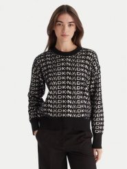 DKNY Sweter P5MSAX92 Czarny Regular Fit. Czarne swetry klasyczne damskie DKNY, xs, z bawełny, bez kołnierzyka. Za 479.99 zł.