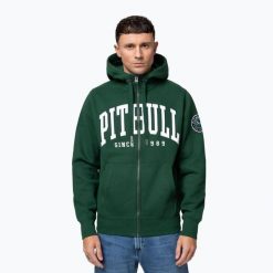 Bluza męska Pitbull Norton Hooded Zip. Zielone bluzy sportowe męskie PITBULL, bez wzorów, z bawełny, bez kołnierzyka, bez ramiączek. Za 239.99 zł.