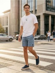 Szorty dresowe z wiązaniem - niebieski. Niebieskie szorty męskie Sinsay, z dresówki, bez kołnierzyka. Za 39.99 zł.