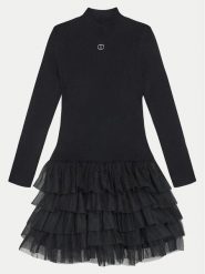 TWINSET Sukienka codzienna 242GJ3121 Czarny Regular Fit. Czarne sukienki dziewczęce Twinset, bez wzorów, z syntetyku, bez ramiączek. Za 599.99 zł.