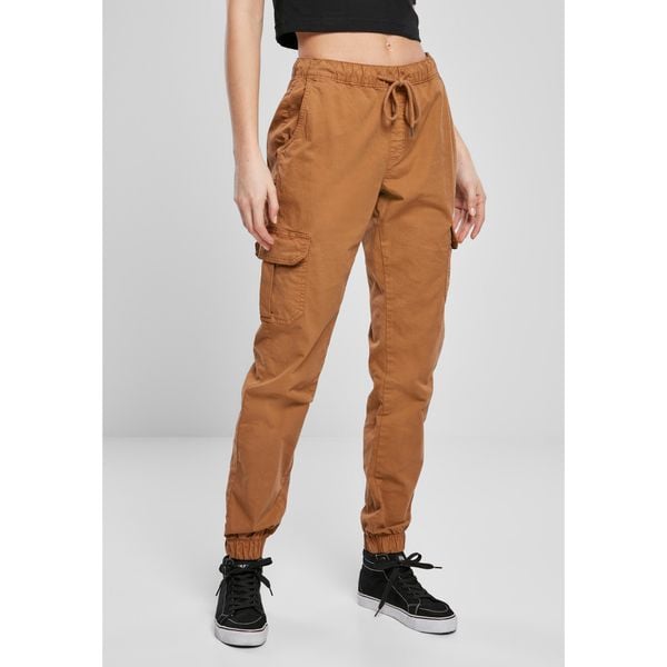 Spodnie damskie Urban Classics high waist Cargo Jogging. Brązowe spodnie sportowe damskie Urban Classics, m, z dresówki, do biegania. Za 173.65 zł.