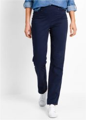 Spodnie Straight, mid waist. Czarne spodnie materiałowe damskie bonprix, bez wzorów. Za 97.99 zł.