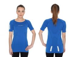 Koszulka damska krótki rękaw Brubeck Athletic ciemnoniebieski S SS11080. Szare bluzki sportowe damskie Brubeck, m, z poliamidu, bez kołnierzyka, bez ramiączek. Za 109.00 zł.