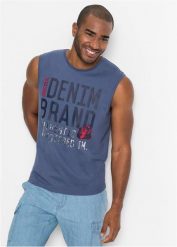 Bawełniana koszulka bez rękawów (2 szt.). Niebieskie t-shirty sportowe męskie bonprix, m, z bawełny, bez ramiączek. Za 94.99 zł.