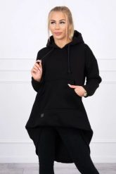 Bluza ocieplana z długim tyłem i kapturem czarna. Czarne bluzy z kapturem damskie KESI, l, z bawełny. Za 238.37 zł.