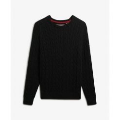 Sweter z luźnym splotem dla kobiet Superdry. Czarne swetry klasyczne damskie Superdry., na zimę, ze splotem, bez kołnierzyka. Za 284.00 zł.