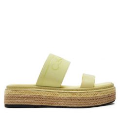 Klapki Calvin Klein. Żółte klapki damskie CALVIN KLEIN, bez wzorów, bez obcasa. Za 319.99 zł.