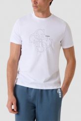 GUESS Biały bawełniany t-shirt męski na krótki rękaw z wyszywanym logo 4G Tiberio, Rozmiar M. Białe t-shirty męskie Guess, m, z aplikacjami, z bawełny, bez kołnierzyka. W wyprzedaży za 179.99 zł.