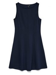 Vero Moda Sukienka w kolorze granatowym rozmiar: S. Niebieskie sukienki damskie Vero Moda, s, bez wzorów, bez kołnierzyka, bez ramiączek, mini, rozkloszowane. Za 69.99 zł.