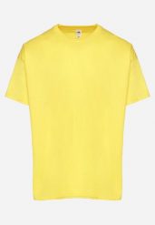 Żółta Koszulka T-shirt z Bawełny Fodarella. Żółte t-shirty męskie Born2be, m, z aplikacjami, z bawełny, bez kołnierzyka. Za 44.99 zł.