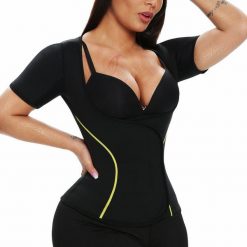 Koszulka fitness neoprenowa wyszczuplająca damska. Czarne bluzki sportowe damskie SLIMBODY, xl, bez wzorów, z neoprenu, bez ramiączek. W wyprzedaży za 169.00 zł.