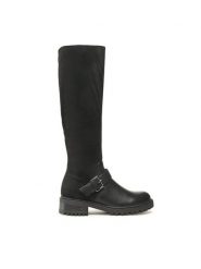 Jenny Fairy Kozaki WS5600-08 Czarny. Czarne kozaki damskie Jenny Fairy, z materiału, bez obcasa, na płaskiej podeszwie. Za 129.99 zł.