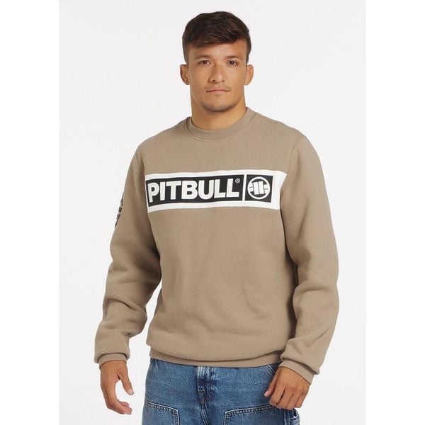 Bluza męska Pitbull Sherwood. Brązowe bluzy bez kaptura męskie PITBULL, bez wzorów, sportowe, bez kołnierzyka, bez ramiączek. Za 199.00 zł.