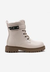 Jasnoszare Ocieplane Botki Workery Harnia. Szare botki dziewczęce Born2be, bez wzorów, bez ramiączek. Za 159.99 zł.